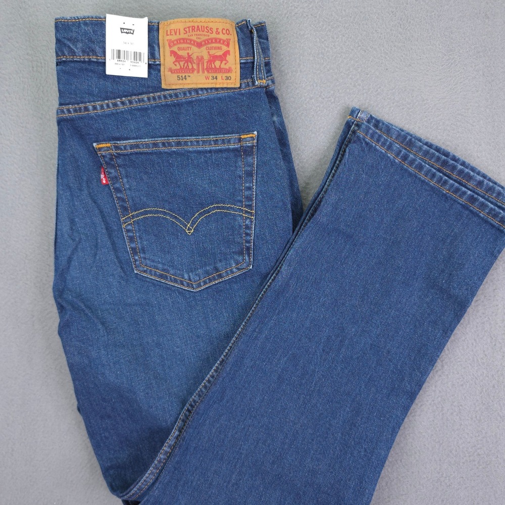 Levi's 514 Straight Leg Jeans 34x30 Blue Denim Cotton Casual Classic Men's